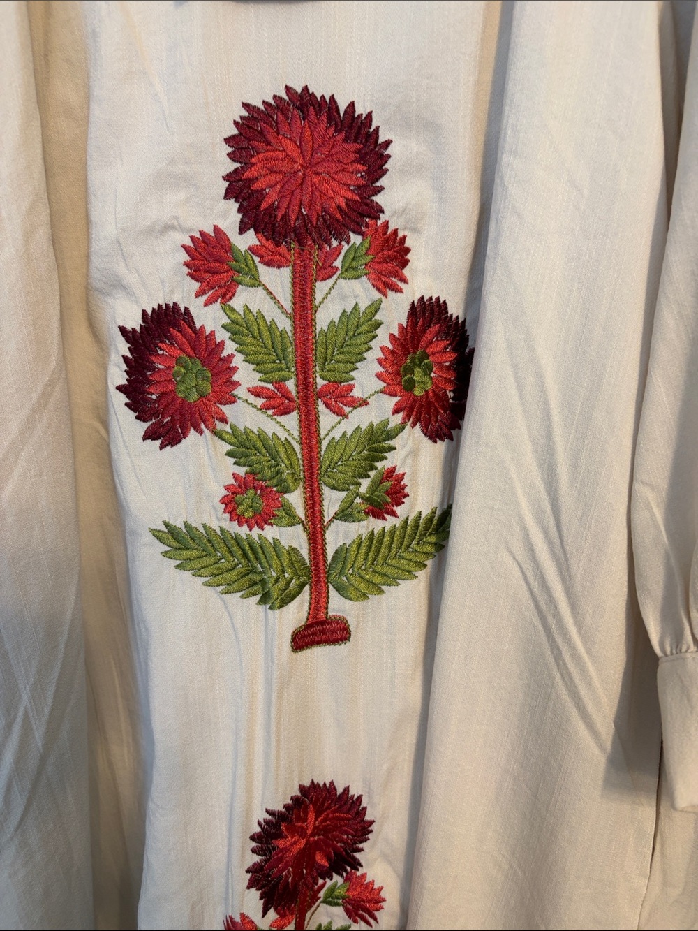 entro Cream Maxi Dress with Red Floral Embroidery - Picture 3 of 5